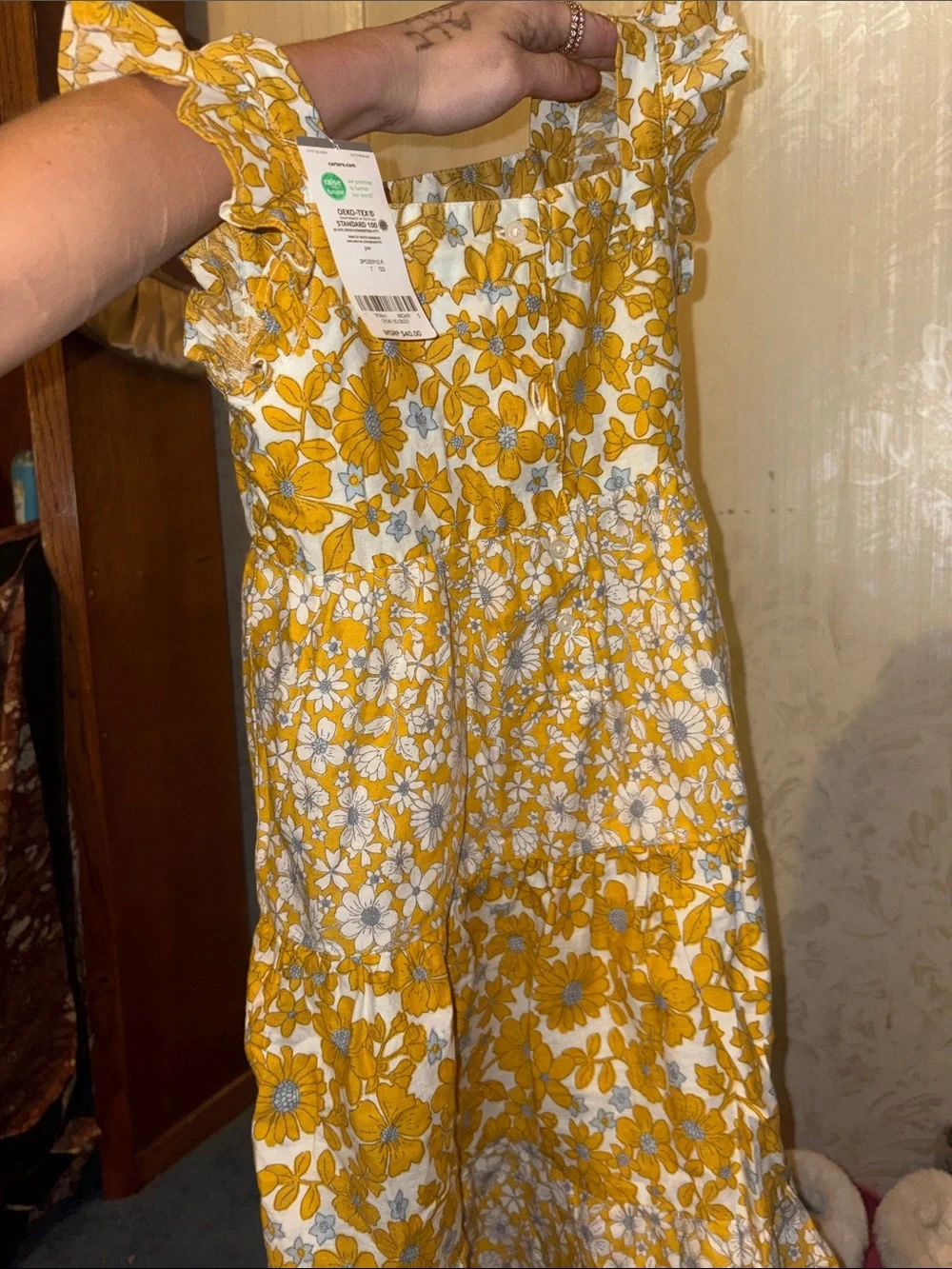 Carter's Yellow and White Floral Tiered Sundress for Girls